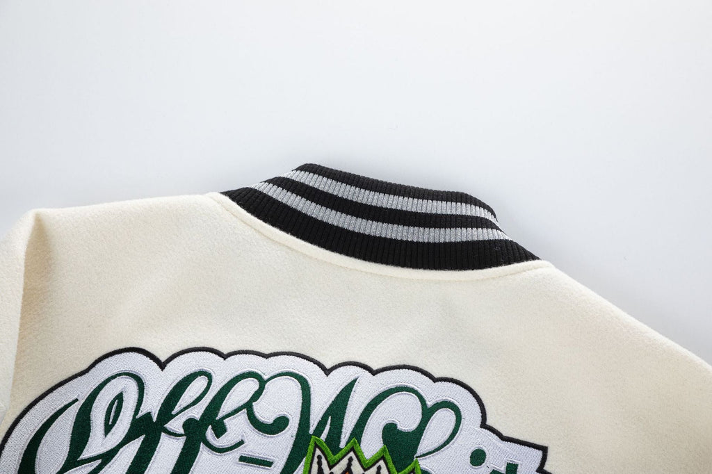 OFF WHITE Cartoon Lion King Embroidered Wool Jacket