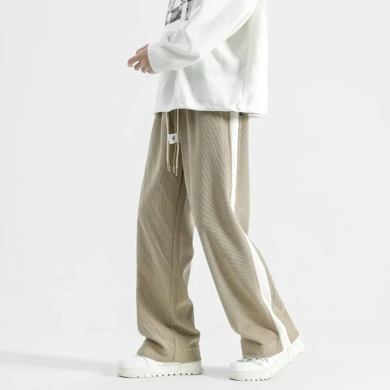 Wide-Leg Sweatpants Side Stripe – Men's Drawstring Lounge Pants | Marston