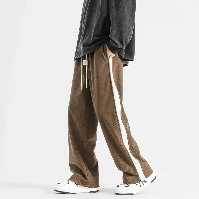 Wide-Leg Sweatpants Side Stripe – Men's Drawstring Lounge Pants | Marston